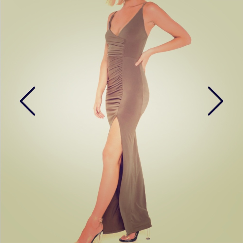 NWT Slinky Maxi Dress, Olive Green
